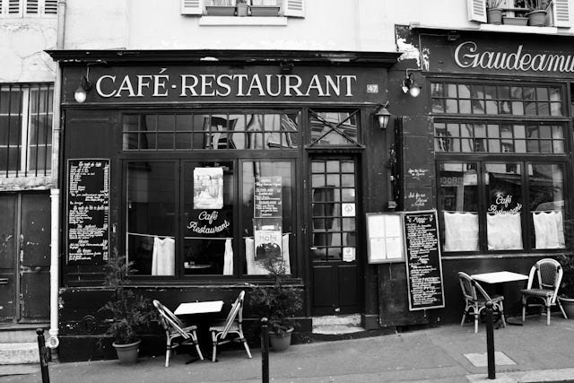 Paris Photograpy - Paris Cafe and restaurant - 8x10 Fine Art Photograph - Paris Home Decor - Black and white