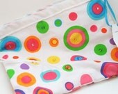 Get Fizzy Drawstring Bag - Handmade, Hand Beaded OOAK - for Travel and Tarot, Bright Multicolor, Polka Dot, Activity Tote- Free US Shipping