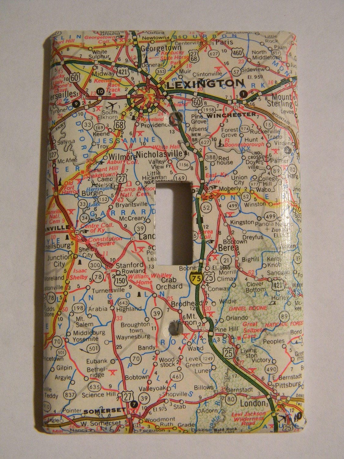Lexington Kentucky and Surrounding Area Road Map Light Switch Plate Cover