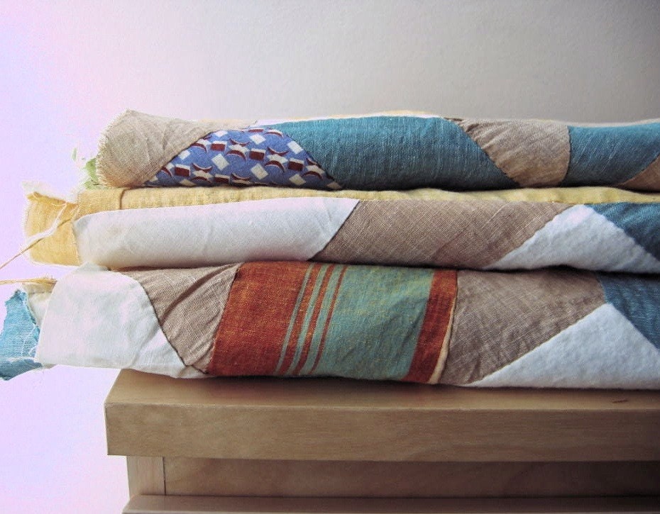 vintage spring weight hand sewn quilt top