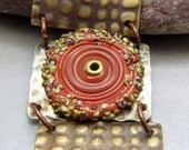 Dusty Orange Glass Discs and Flower Bracelet