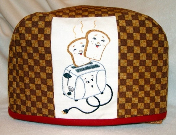 2 Slice Toaster cover Hand embroidered with vintage by needleNme