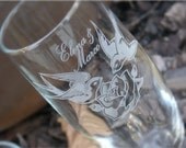 Sparrow Rose- Engraved Wedding Glass Toasting Flutes