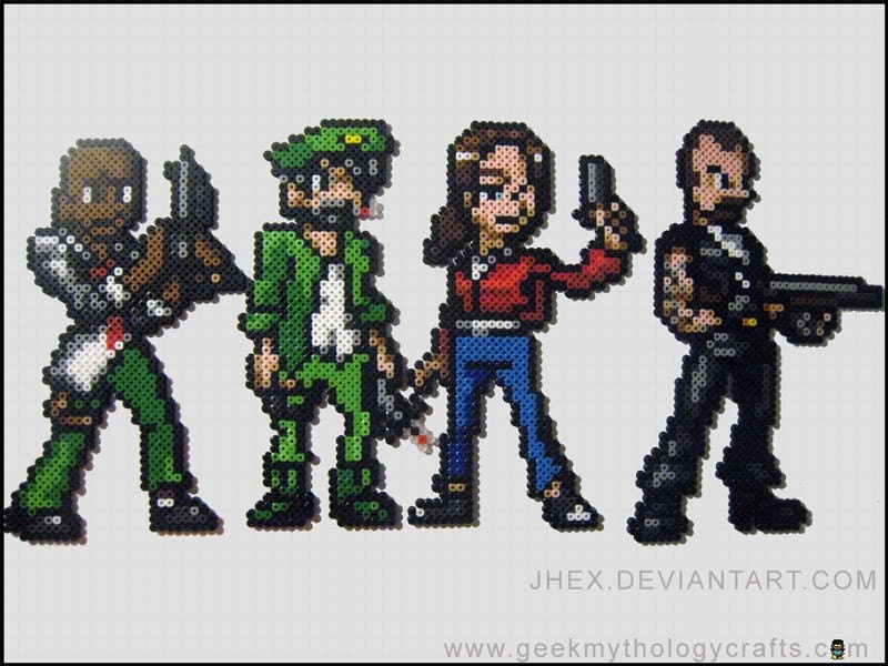 SET OF 4 Left 4 Dead Survivors Custom Perler Bead Sprites