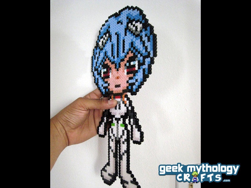 Neon Genesis Evangelion Rei Ayanami Chibishou Perler Bead Sprite