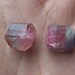 Pink Tourmaline Bead Pair of two - Rubellite Tourmaline - Crystal faceted gemstone - Tourmaline crystal - drilled nugget - coyoterainbow
