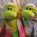 Sock Monkey Tye Dyed Neon Sweatshirt Fabric.
