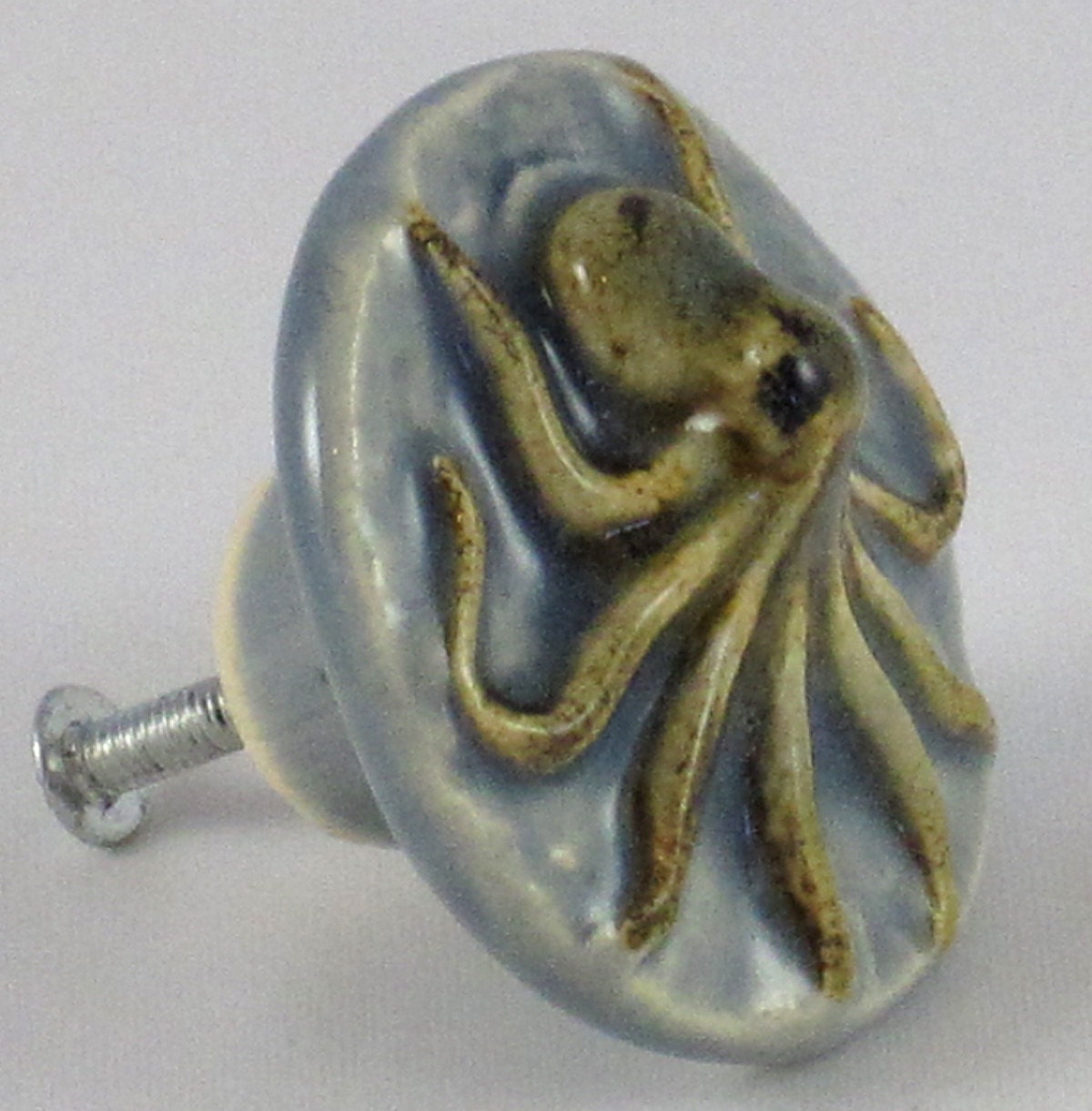 Octopus Drawer Pull and Knob Ice Blue by KinnakeetClay