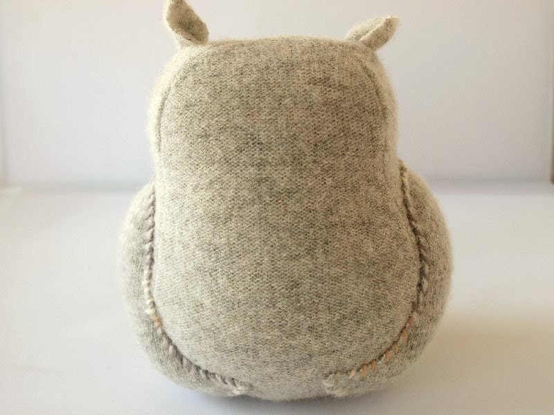 Upcycled Felted Wool Grey Sleepy Owl