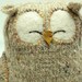 Upcycled Felted Wool Beige Sleepy Owl
