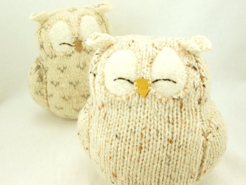 Sleepy Owl Cream Natural White Felted Wool Lamb Wool Stuffing Upcycled Eco Friendly