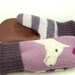 Felted Wool Mittens Horse Recycled Wool Mittens Lilac Grey Pink Horse Applique Fleece Lining Leather Palm Eco Friendly Upcycled Size S/M