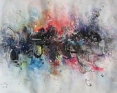 Original Art Abstract Painting orange blue purple black painting seascape abstract landscape contemporary modern art acrylic ink art sjkim