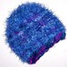 Navy Blue Furry Knitted Scrap Hat - Eco Conscious fuzzy beanie in purple, blue, and green