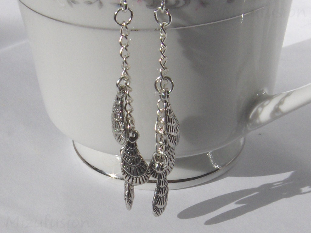Silver Feather Dangle Earrings