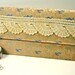 Envelope Clutch - Vintage Tan Brocade Fabric - Vintage Hand Crochet Lace