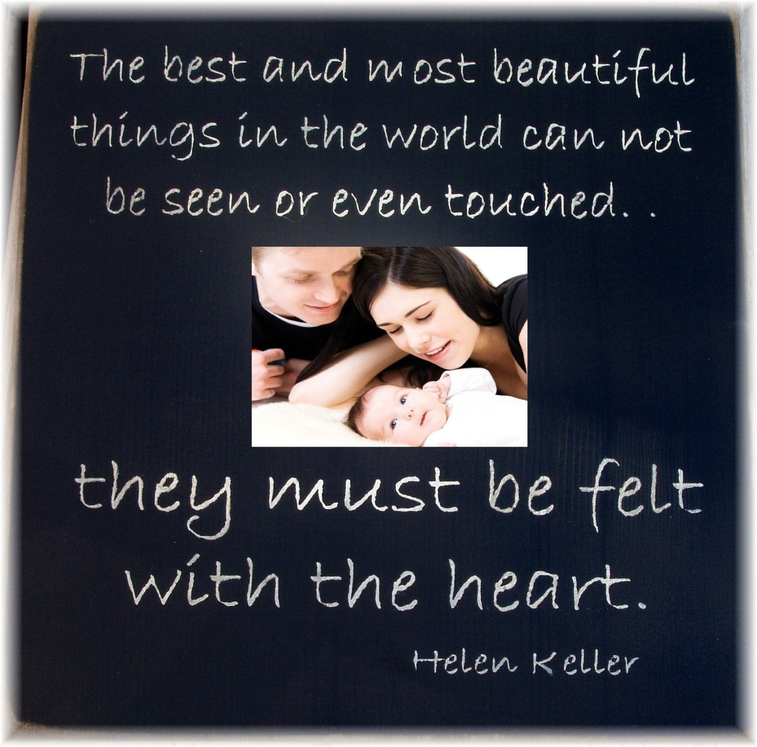 The best and most beautiful... Helen Keller quote primitive frame sign