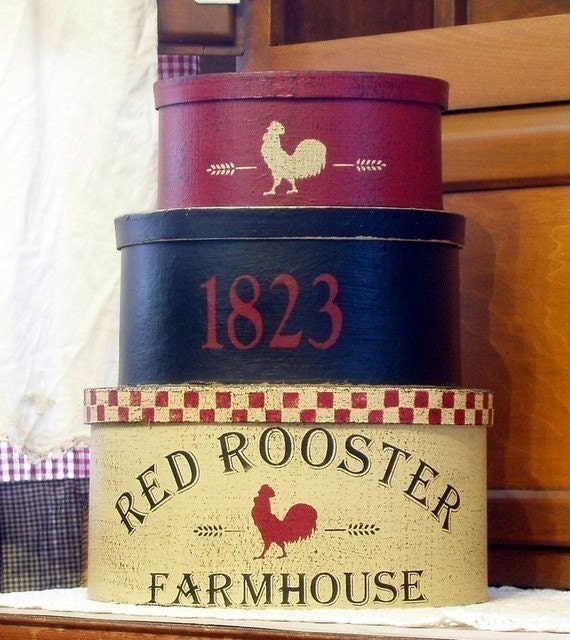 Red Rooster Farmhouse Shaker Boxes 3 pc. set