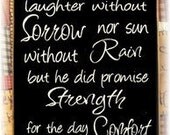 God didn't promise days without sorrow...typography wood sign NEW
