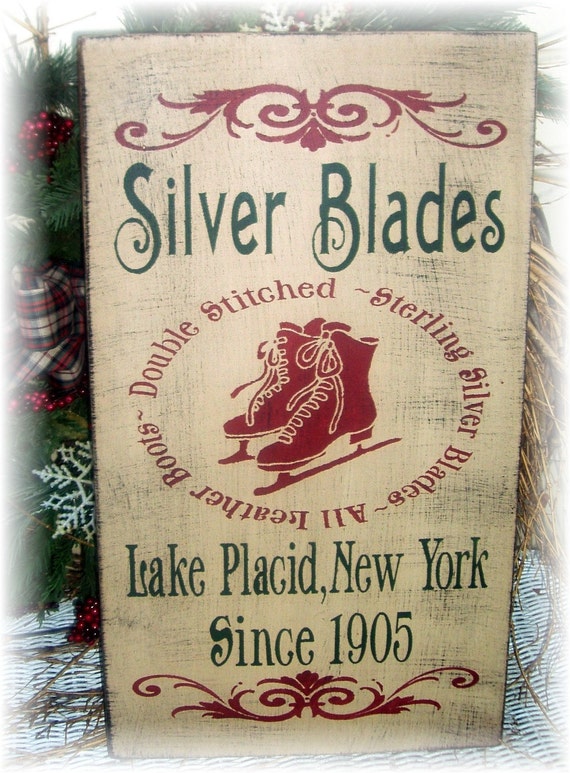 Silver Blades primitive wood Christmas sign