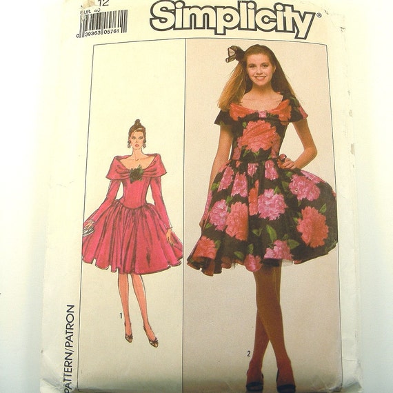 Vintage 80s Party Prom Dress Pattern UNCUT Simplicity Sewing 8715 ...