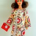 RESERVED LISTING Barbie Dress For Vintage Repro 60s Mod Fashion Flared Sleeves Mini Red Pink Floral