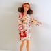 RESERVED LISTING Barbie Dress For Vintage Repro 60s Mod Fashion Flared Sleeves Mini Red Pink Floral