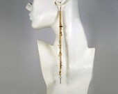 Very Long Crosses and Hearts Dangle Earrings Brass