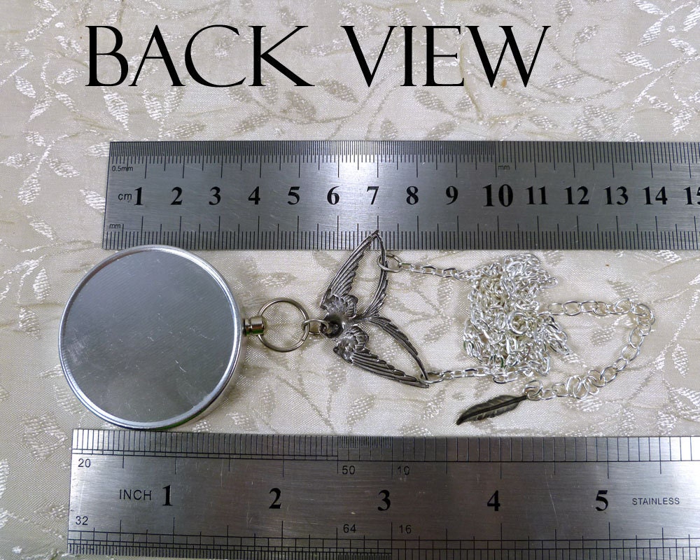 Compass Black and Silver Flying Swallow Bird Necklace Hike