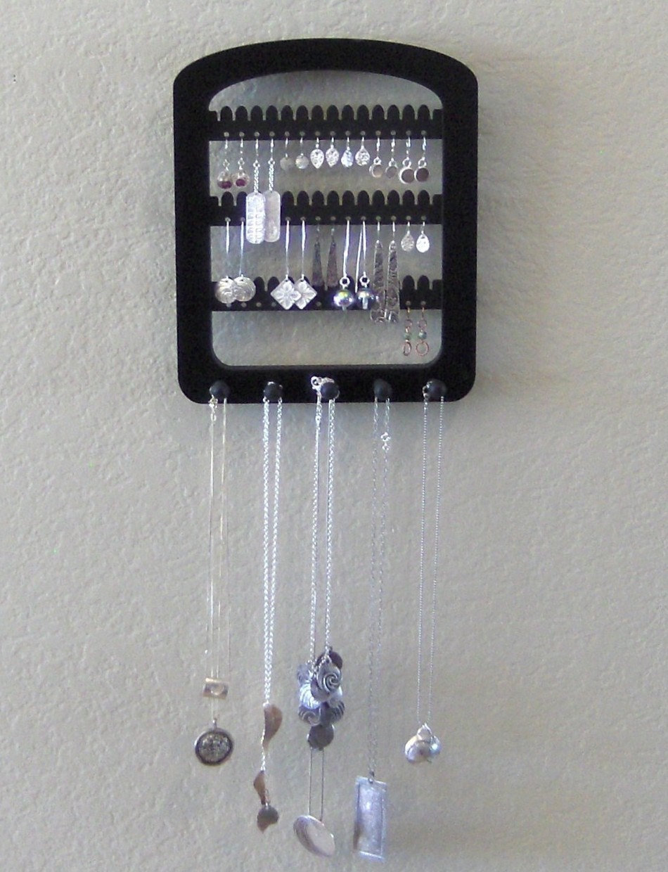 Earring Rack Organizer with 5 pegs PINK Wall Hanging