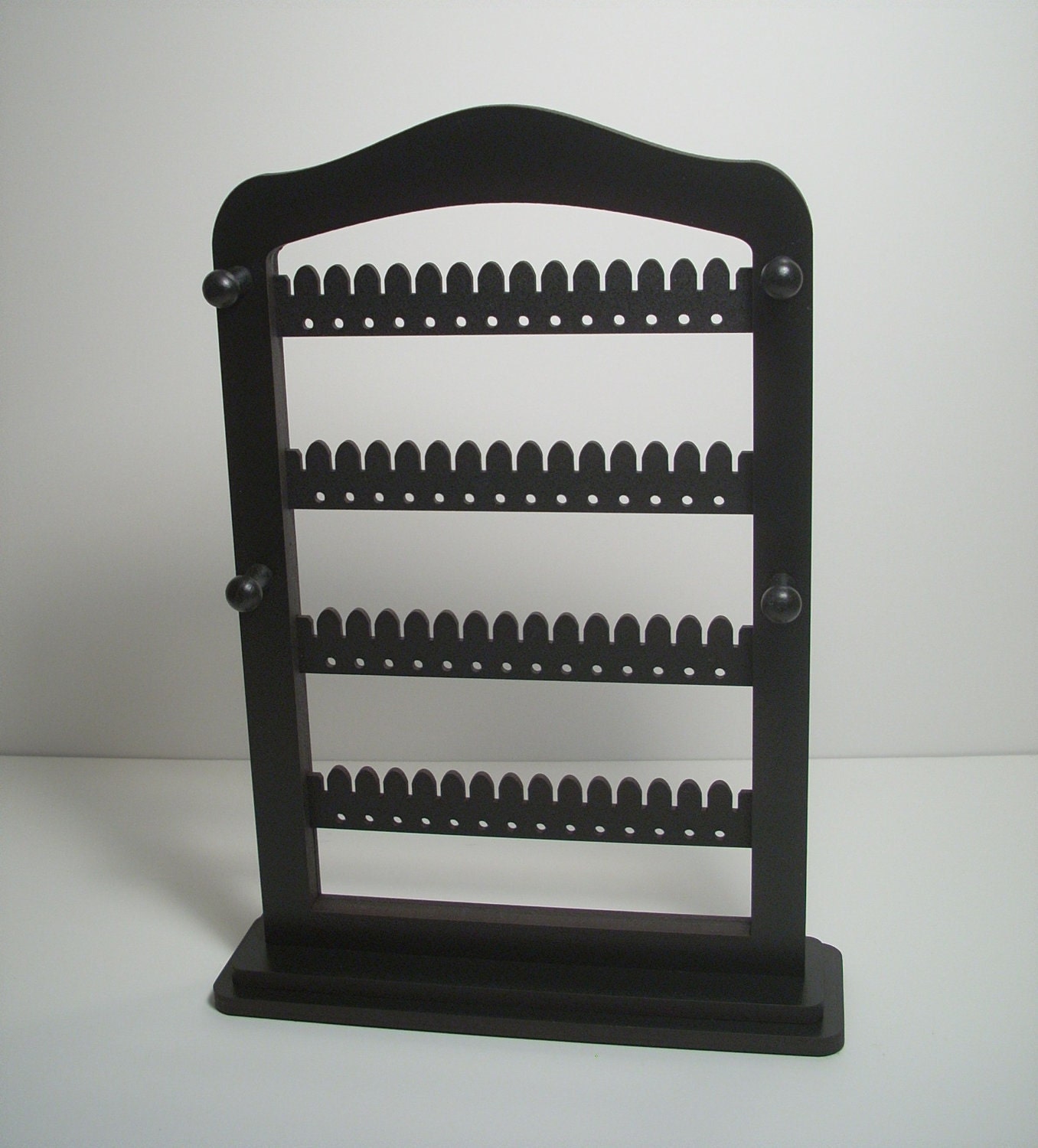 Necklace Earring  jewelry holder BLACK wood with stand & PEGS