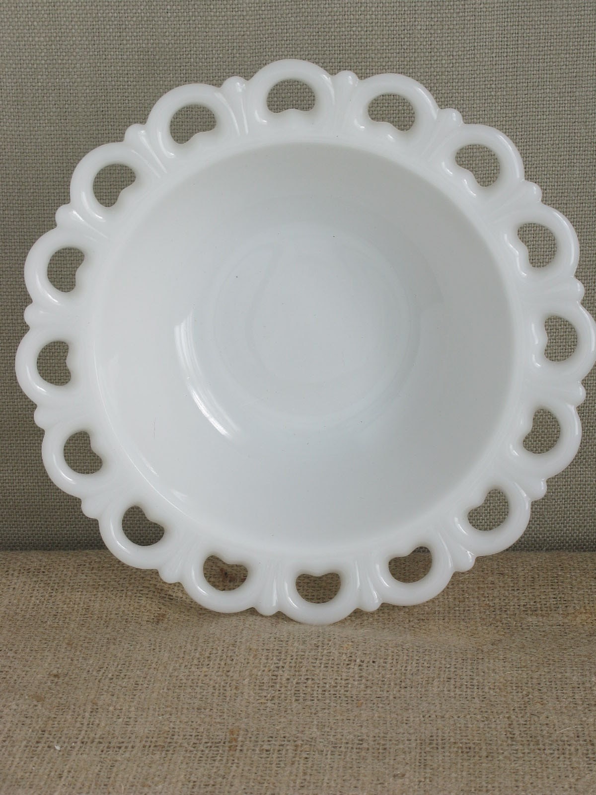 Bowl - Milk Glass Lace Rim