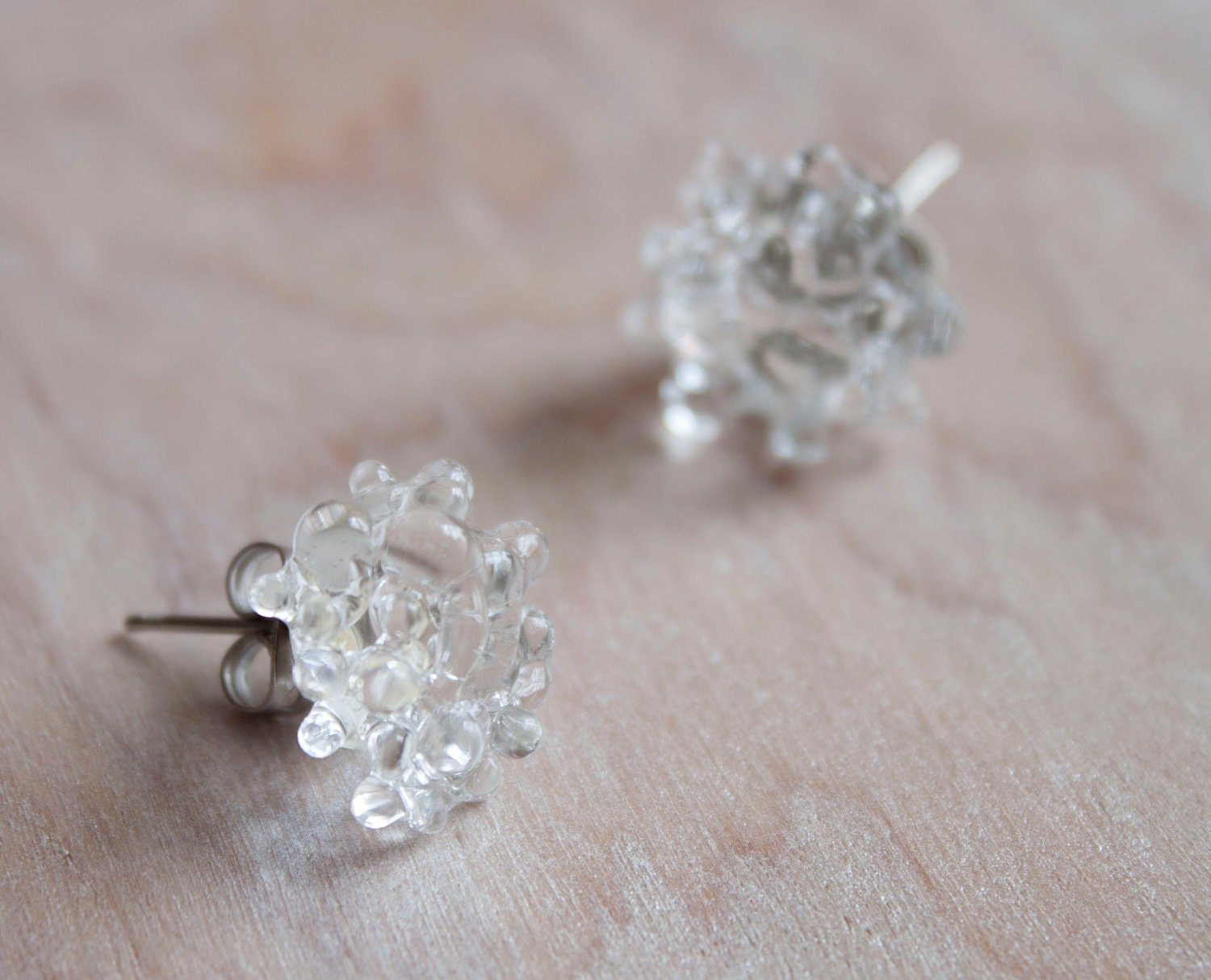 Glass Cluster Dot Earrings - Clear