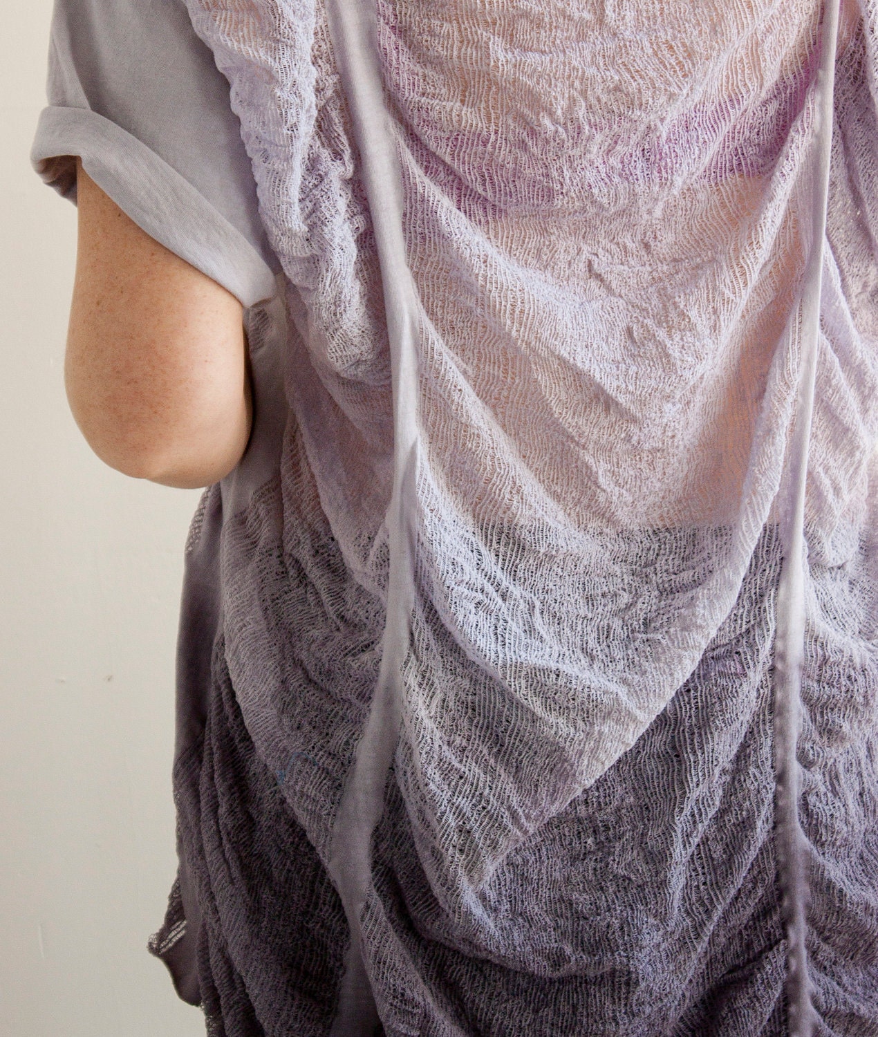 SALE - Shredded T-Shirt in Lilac Ombre - One of A Kind - Size Large