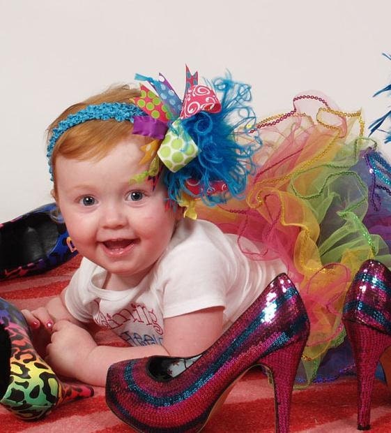 Summer Bright Over The Top Funky Boutique Hair Bow on matching Headband Free Shipping On All Addional Items