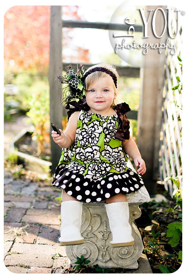 Lemongrass Green Cream and Brown Pillowcase Dress Free Shipping On All Addional Items