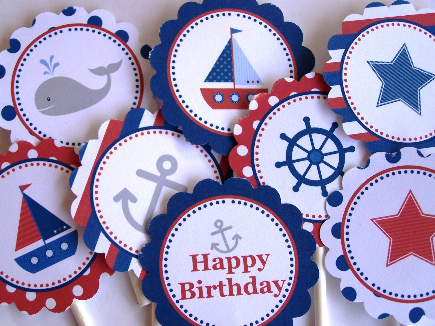 Nautical Party Decorations - Printable Party Rounds, 8 Varieties- The Nautical Collection by The Birthday House Il_170x135