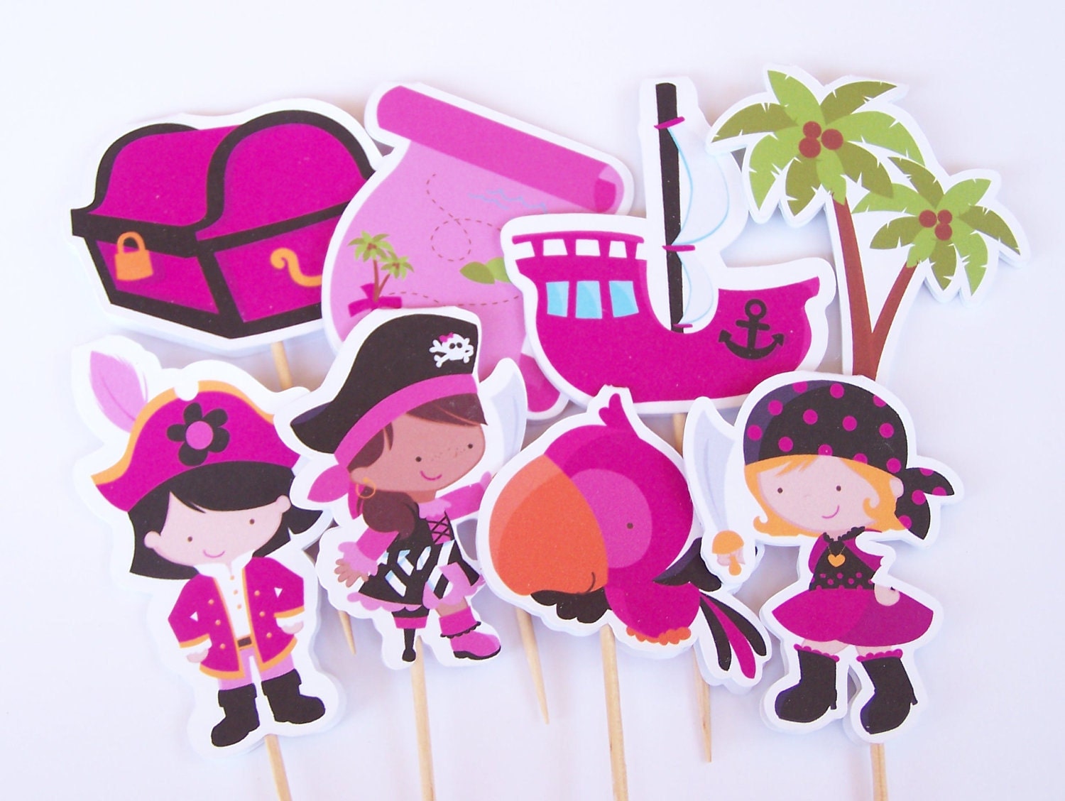 Pirate Girl Party - Set of 12 Assorted Pirate Girl Cupcake Toppers by The Birthday House Il_170x135