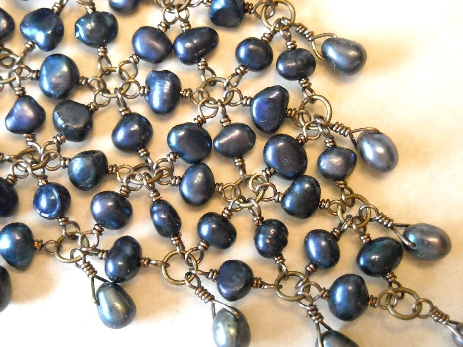 Navy Pearl Necklace