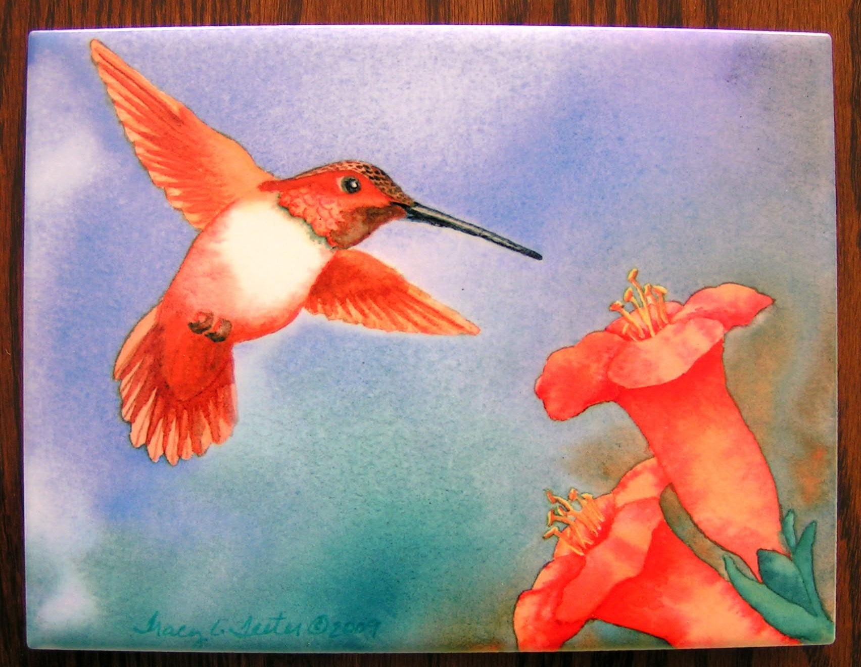 Hummingbird 6 x 8 Ceramic Art Tile