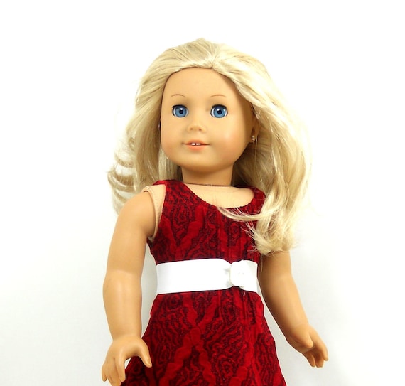 American girl 18" doll dress sleeveless red dress includes white belt