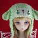 Green Crochet Lamb Hat for SD BJD, 1/3 Dollfie, Volks and Luts