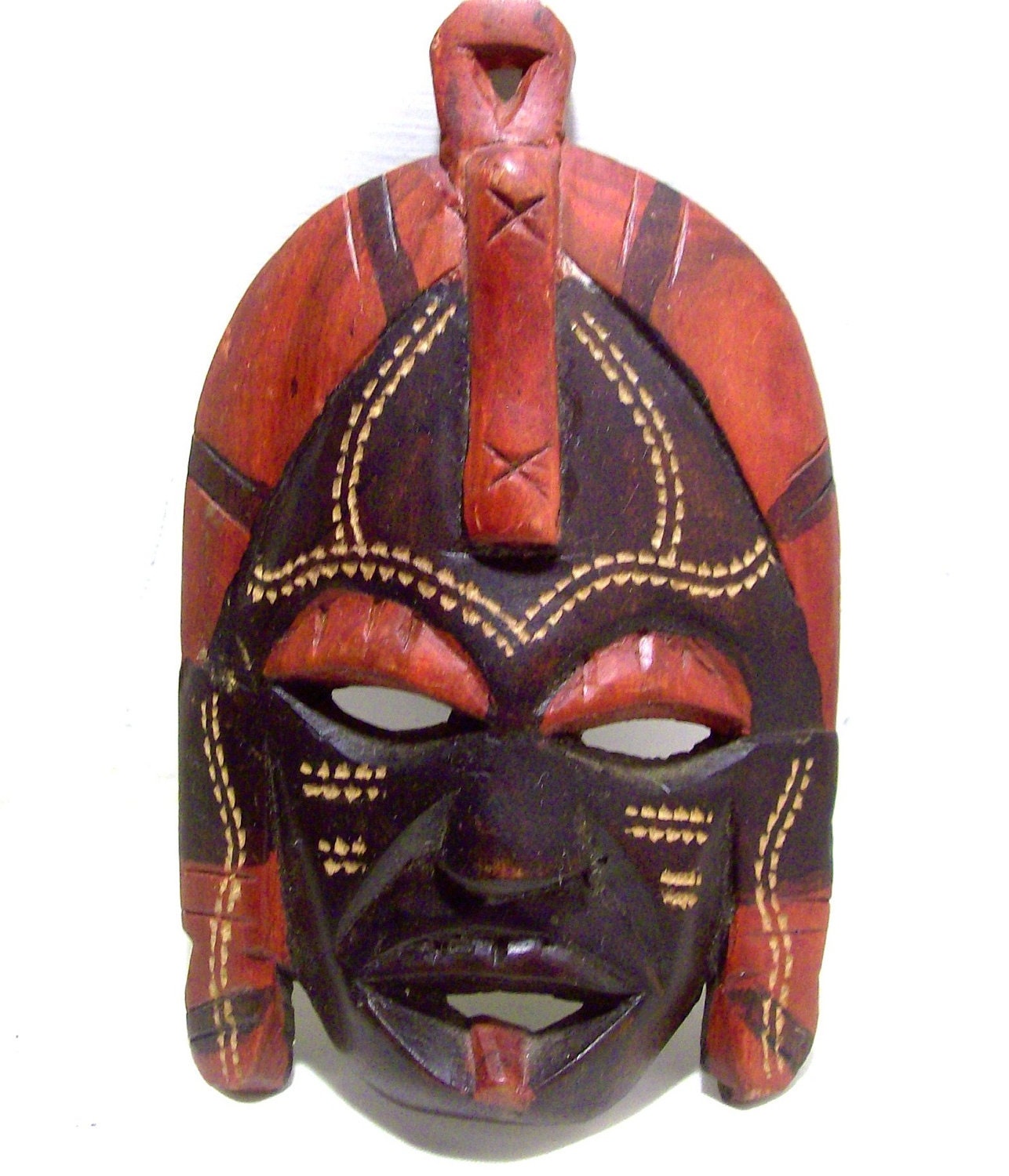 Vintage African Hand Carved Wood Ethnic Wall Mask by FilisVintage