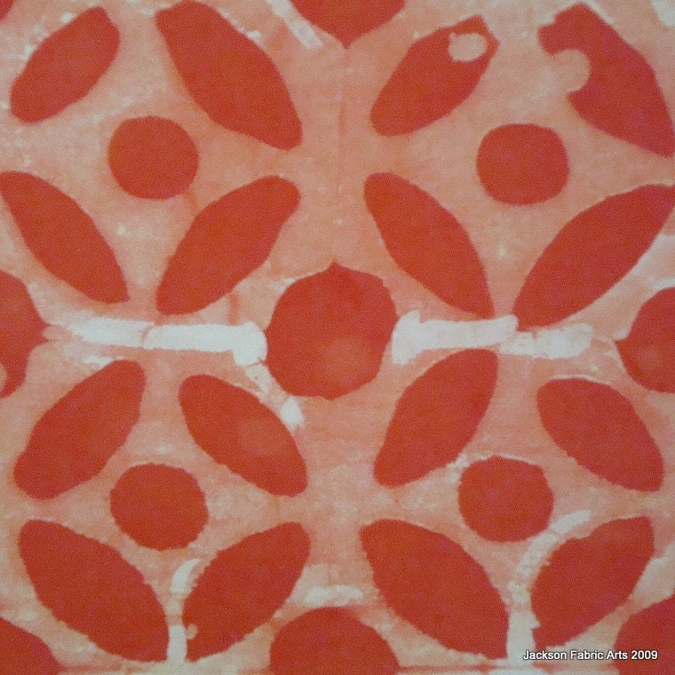 Terracotta Orange Hand Dyed Batik Fabric - Nimes Mosaic