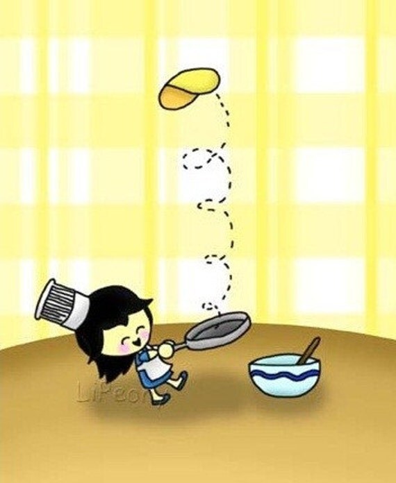 Flipping Pancakes 5 x 7 Art Print