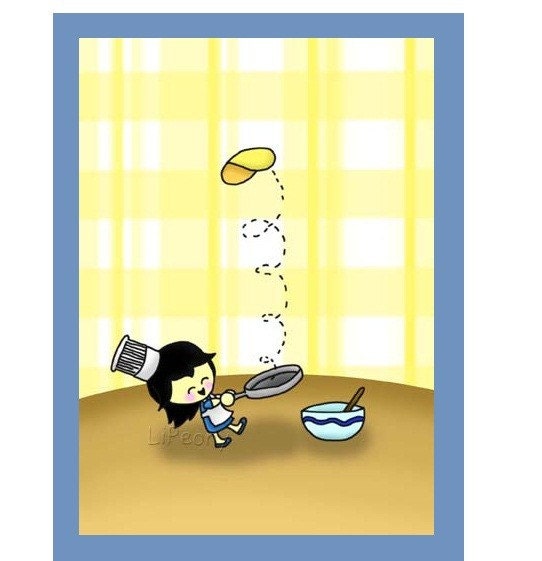 Flipping Pancakes 5 x 7 Art Print