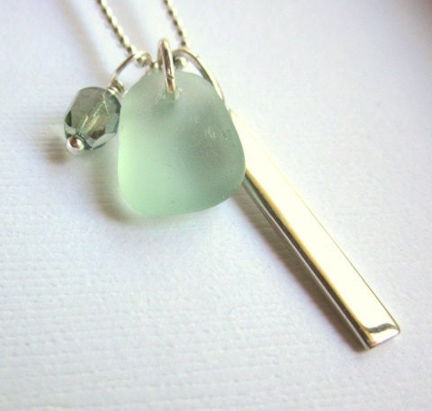 Sea Glass Jewelry Bar Charm Necklace