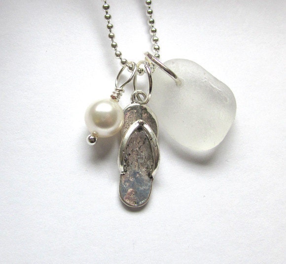 Sea Glass Flip Flop Necklace
