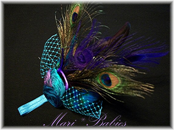 The Royal Collection -' Princess Daisy's Peacock '-Fancy Pants Ruffled Diaper Cover with Matching Vintage Inspired Headpiece-PHOTO PROP