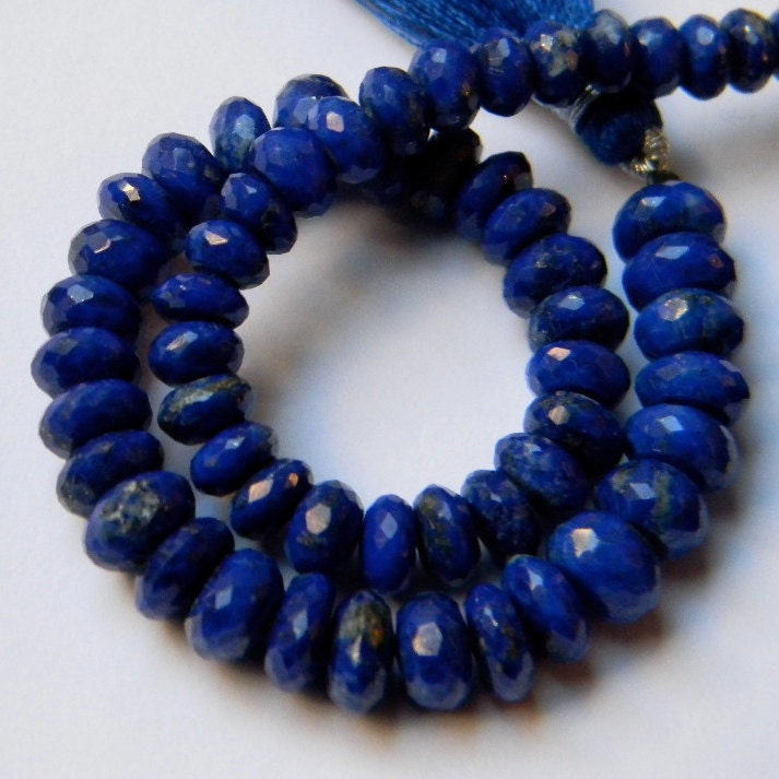 Cobalt Blue Lapis 6MM Faceted Rondells --- 12 Stones --- Partial Strand - Beads - Semiprecious Stones - Gemstone Beads